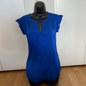 Express Satin Cross Front Gramercy Top | Blue | Size XS